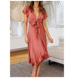 The Kayla Deep V-neck Tie-Up Dress