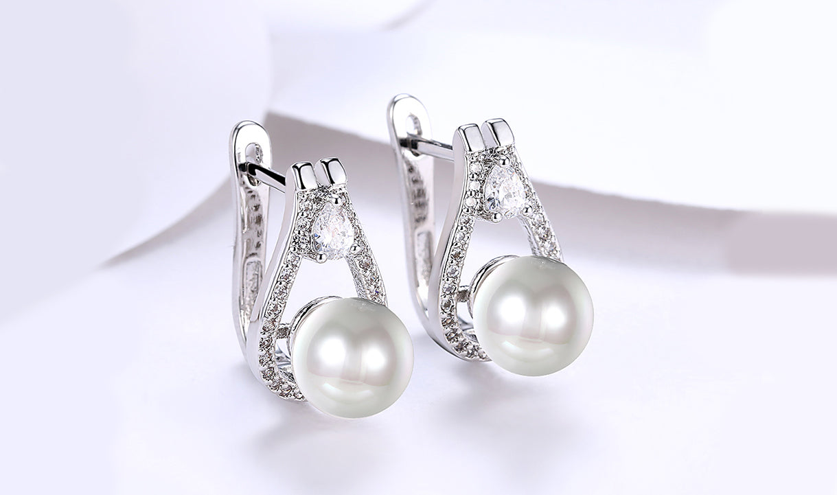 14K White Gold Freshwater Pearl Earring