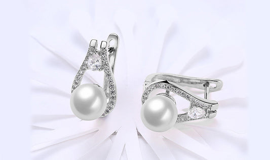 14K White Gold Freshwater Pearl Earring