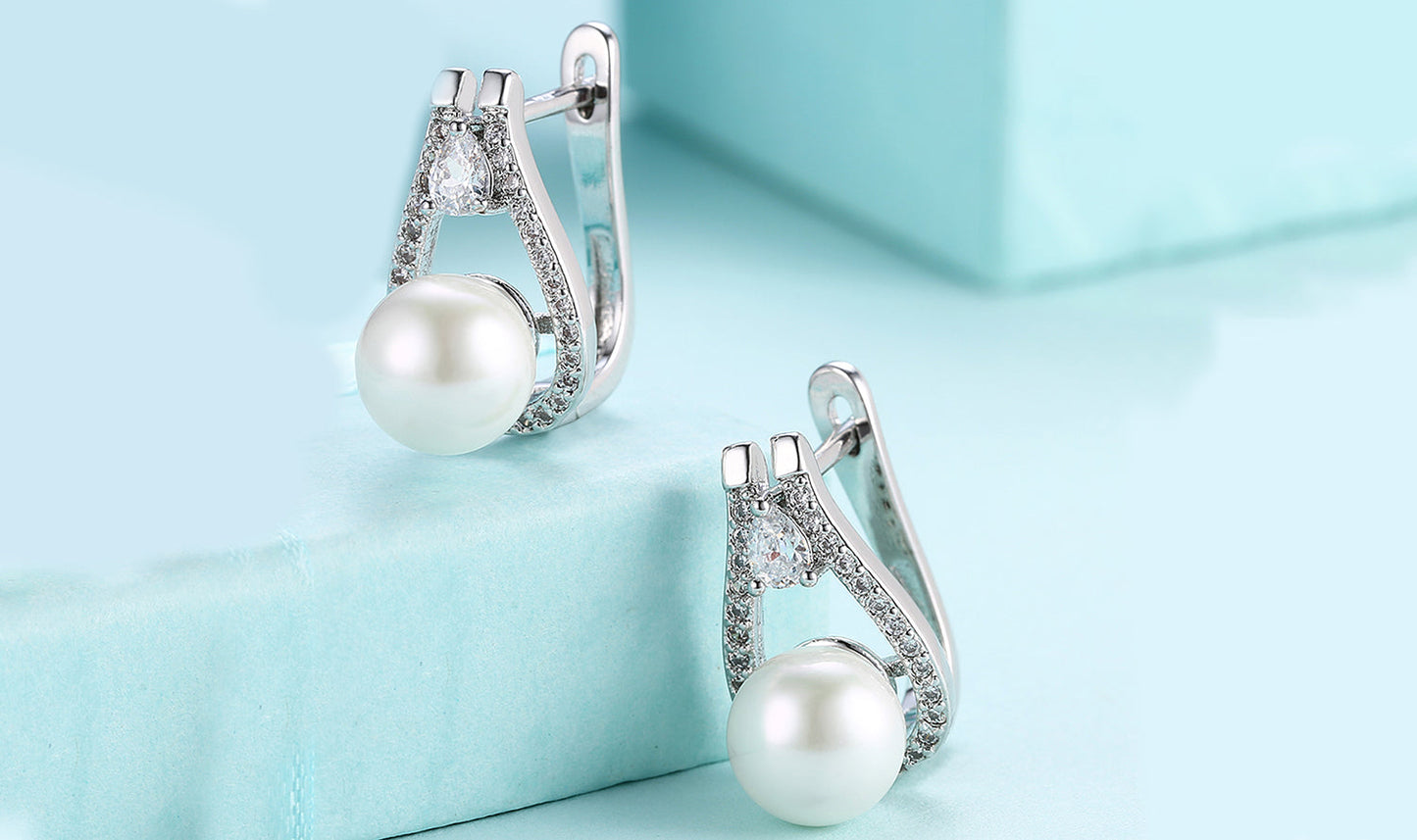 14K White Gold Freshwater Pearl Earring