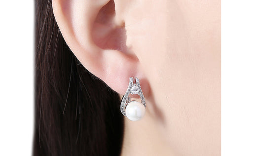 14K White Gold Freshwater Pearl Earring