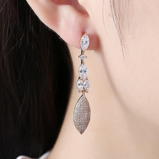 Austrian Crystal Pear Earrings 18K