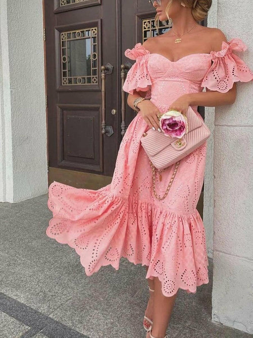 The Oceane Lace Corset Midi Dress